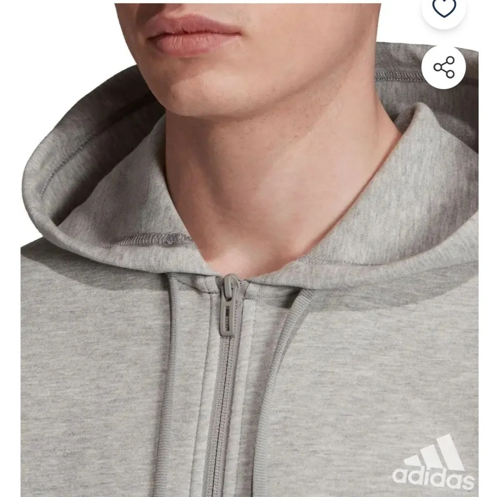 Adidas Heather Gray Zip-Up Hoodie size medium